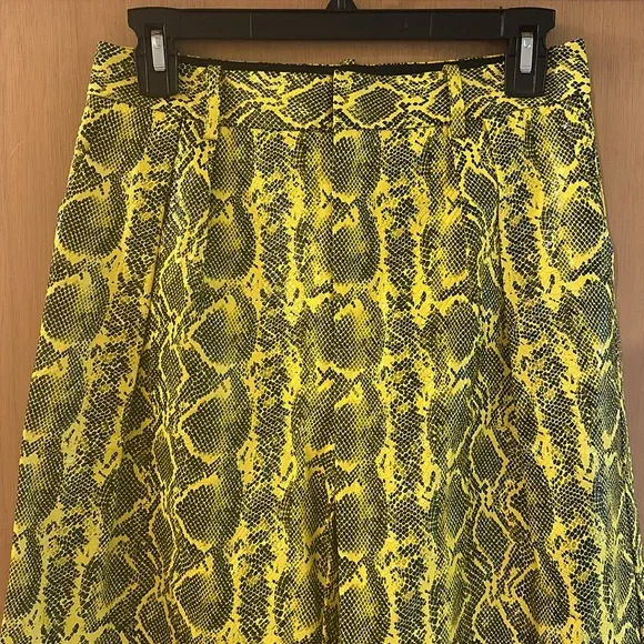 Alice & Olivia Women’s Snakeprint Wide Leg Pants New Yellow Black Size 2